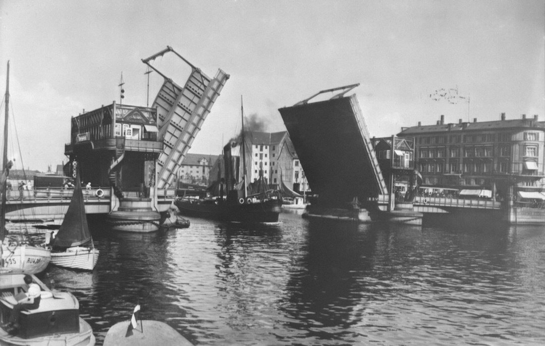 Danish fishermen unloading catch at a small harbour
