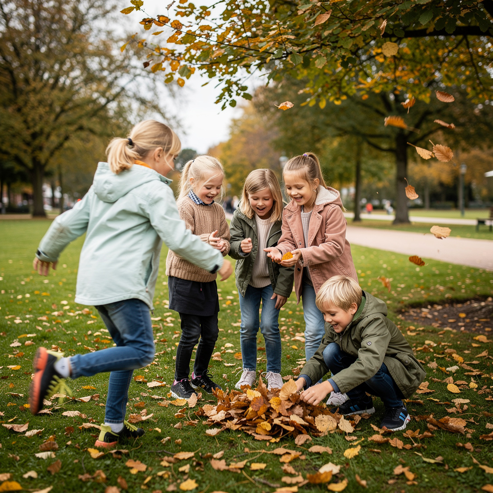 Danish children playing together in a public park